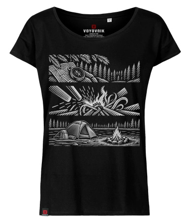 Koszulka damska oversize VOYOVNIK "Campcraft Stories (mono)" - czarna