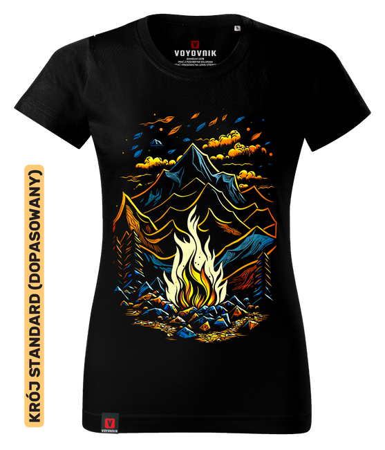 Koszulka damska standard VOYOVNIK "Magic Campfire" - czarna