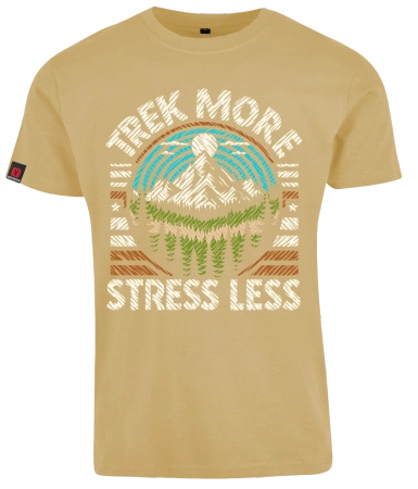 Koszulka męska VOYOVNIK "Trek More, Stress Less (V2)" - jasny beż