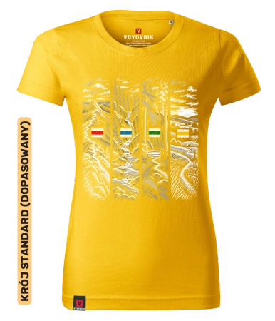 Koszulka damska standard VOYOVNIK "Trail Chapters (mono)" - żółta