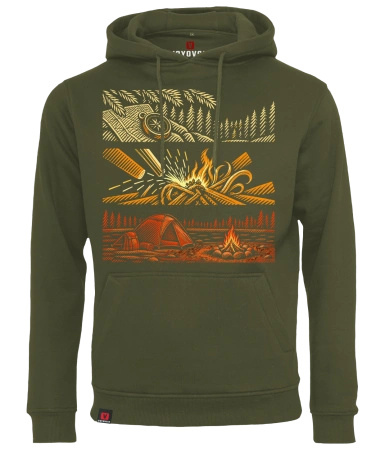 Bluza męska z kapturem VOYOVNIK "Campcraft Stories" - olive