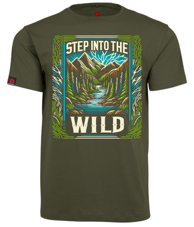 Koszulka męska VOYOVNIK "Step Into The Wild" - olive, rozmiar L [OUTLET]