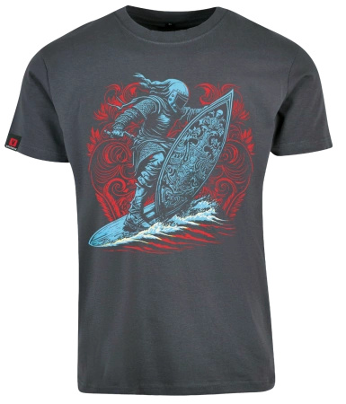 Koszulka męska VOYOVNIK "Surfing Knight" - szara, rozmiar L [OUTLET]