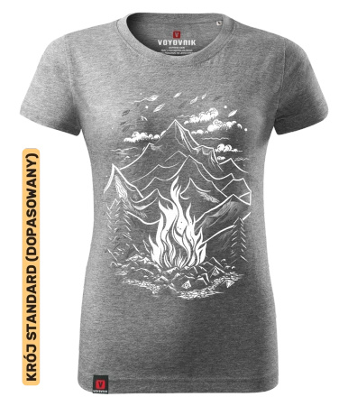 Koszulka damska standard VOYOVNIK "Magic Campfire White" - szary melanż, rozmiar XS [OUTLET]