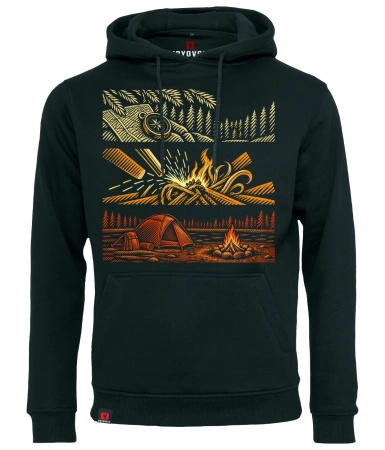 Bluza męska z kapturem VOYOVNIK "Campcraft Stories" - czarna