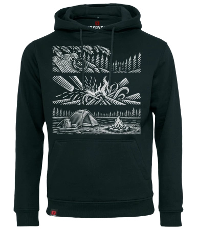 Bluza męska z kapturem VOYOVNIK "Campcraft Stories (mono)" - czarna