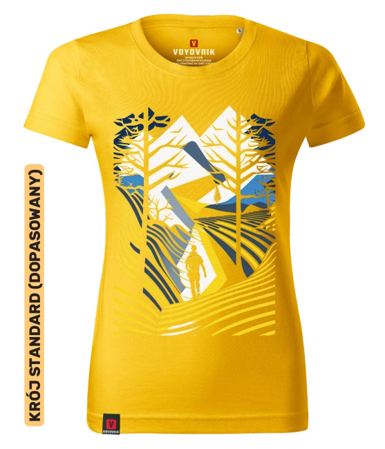 Koszulka damska standard VOYOVNIK "Outdoor Adventure" - żółta