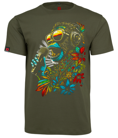 Koszulka męska VOYOVNIK "Melodic Monkey" - olive, rozmiar L [OUTLET]