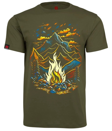 Koszulka męska VOYOVNIK "Magic Campfire" - olive, rozmiar L [OUTLET]